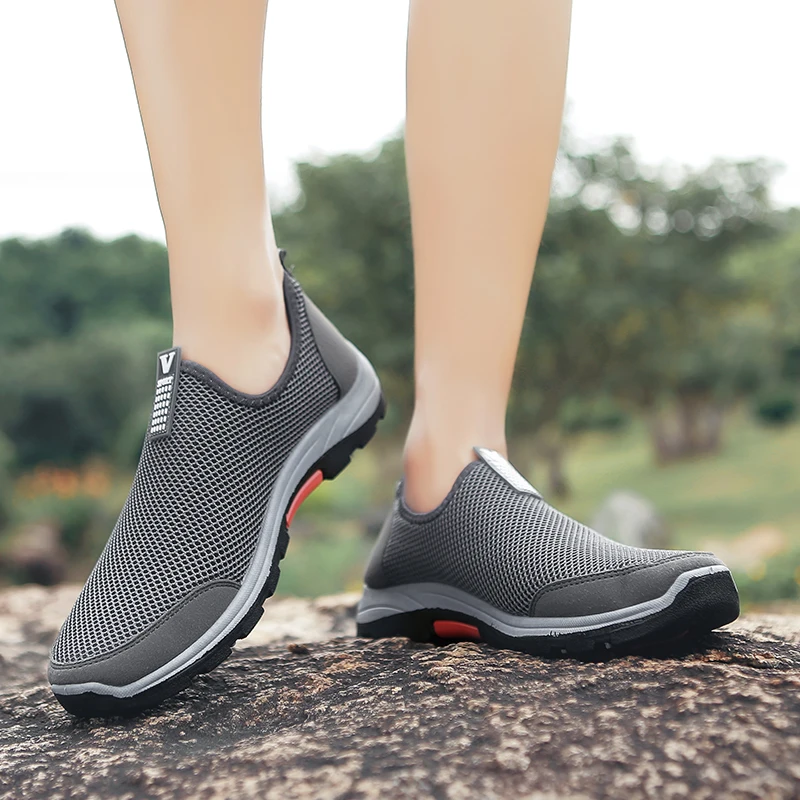 cheap 2021 New Men Hiking Shoes Spring Casual Shoes Comfortable Fashion Light Outdoor Climbing Shoes Sneakers Non-Slip Loafers