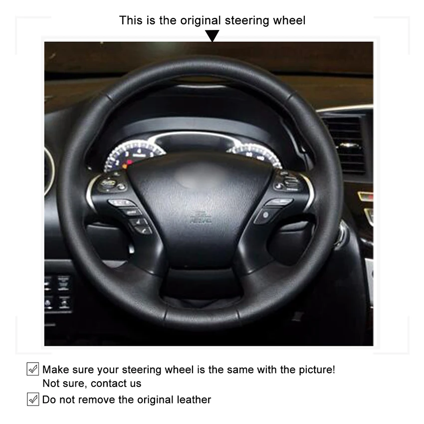 Ручная работа черный искусственный кожаный чехол рулевого колеса автомобиля для