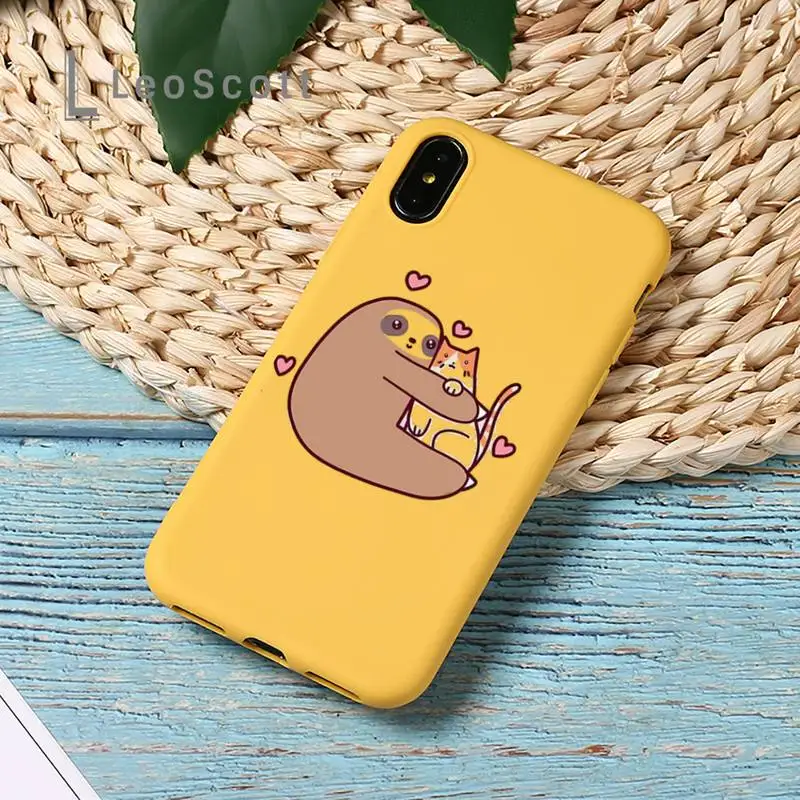 

Sloth Cute Animals Phone Case Candy Color for iPhone 11 12 mini pro XS MAX 8 7 6 6S Plus X SE 2020 XR