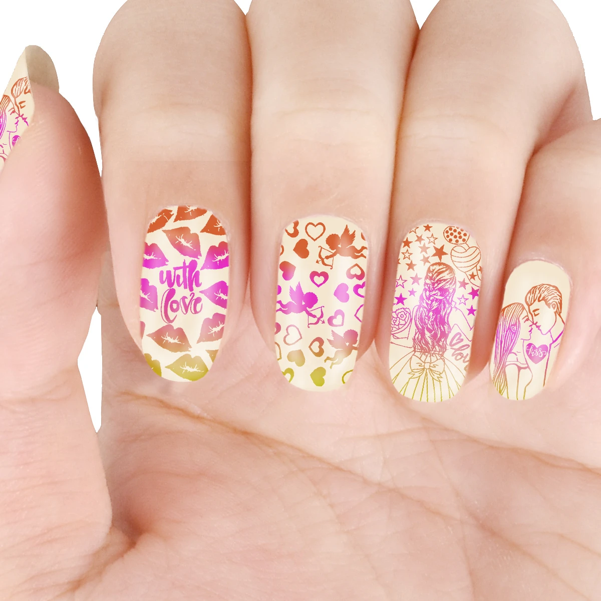 Beautybigbang День Святого Валентина пластина для стемпинга ногтей любовь сердце цветы