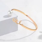 Арабский жемчужный браслет, индивидуальное имя, арабский жемчужный браслет, регулируемый женский браслет из нержавеющей стали, подарок для мамы
