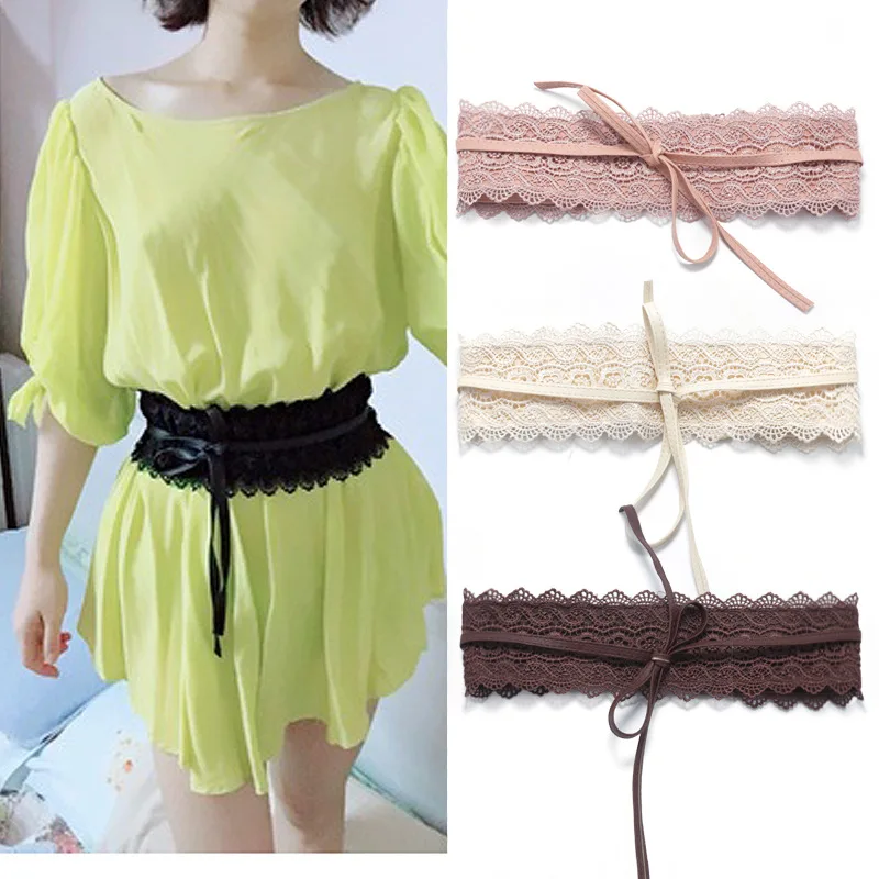 Женский широкий корсет черный и белый кружевной пояс Obi Cinch для женщин свадебное