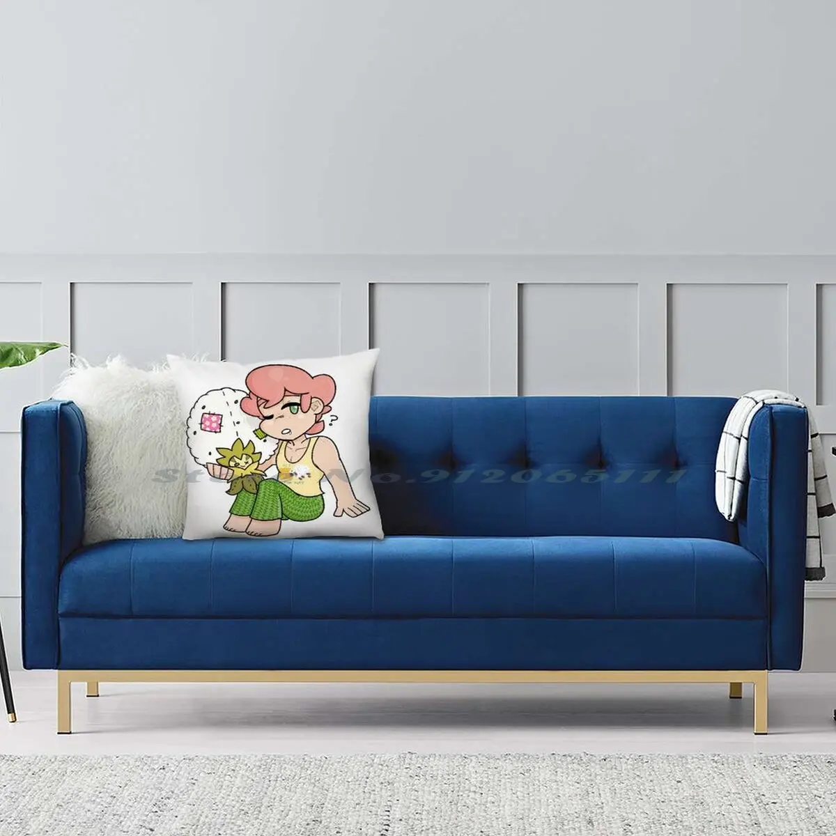 Sleepy Milo With Eldegoss Plushie Pillow Case Throw Cover Cotton Linen Flax Sword And Shield Gym Leader |