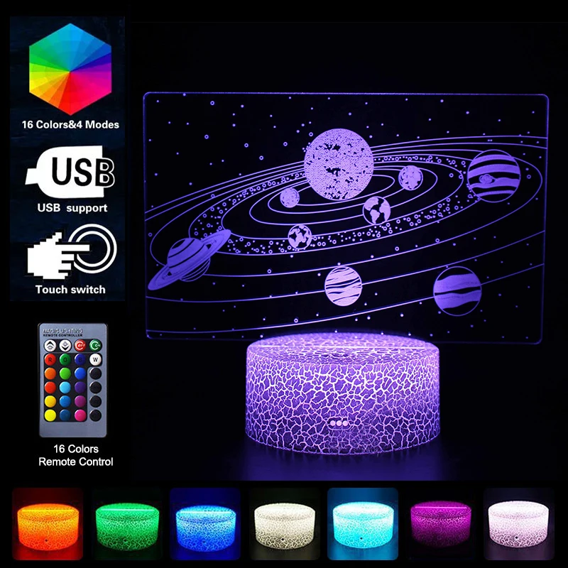3D планета галактика Ночной свет LED звездное небо лампы 16 видов цветов дальний