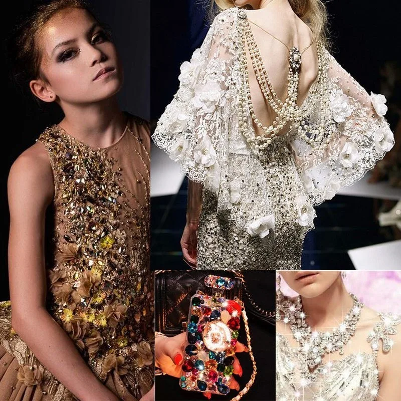 Праджня DIY стразы кристаллы s цепь лента жемчуг серебро/Золотые Сшиты для одежды