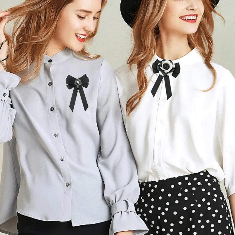 

Fashion Genuine Leather Camellia Flower Bow Brooches for Women Big Size Ribbon Bowknot Brooch Pins Clothing Jewelry Accessories