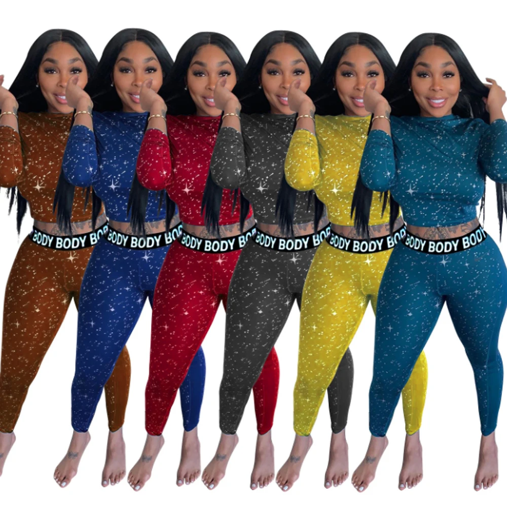 

Женский спортивный комплект из двух предметов, облегающий Топ с длинным рукавом и леггинсы, повседневная одежда в уличном стиле, осень 2020