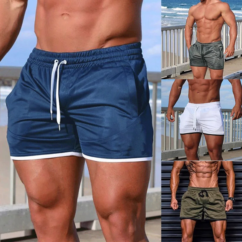 

Популярные мужские пляжные шорты, дышащие быстросохнущие облегающие шорты для фитнеса на лето