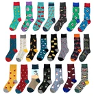 2020 цветные хлопковые Для мужчин носки Skarpetki Смешные счастливые Harajuku крутая футболка с рисунком пингвина банан перец яйцо Снеговик на Рождество Для мужчин носки