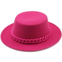 women summer candy belt wide brim wool jazz fedora hats panama trilby cap trend gambler hat wholesale