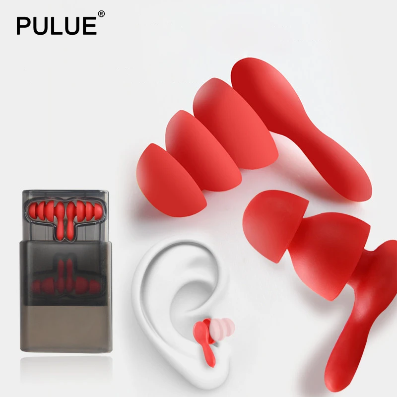

2 Pairs/Box Professional Sound Insulation Earplugs Men Women Waterproof Silica Gel Travel Sleep Study Noise Reduction Earplug