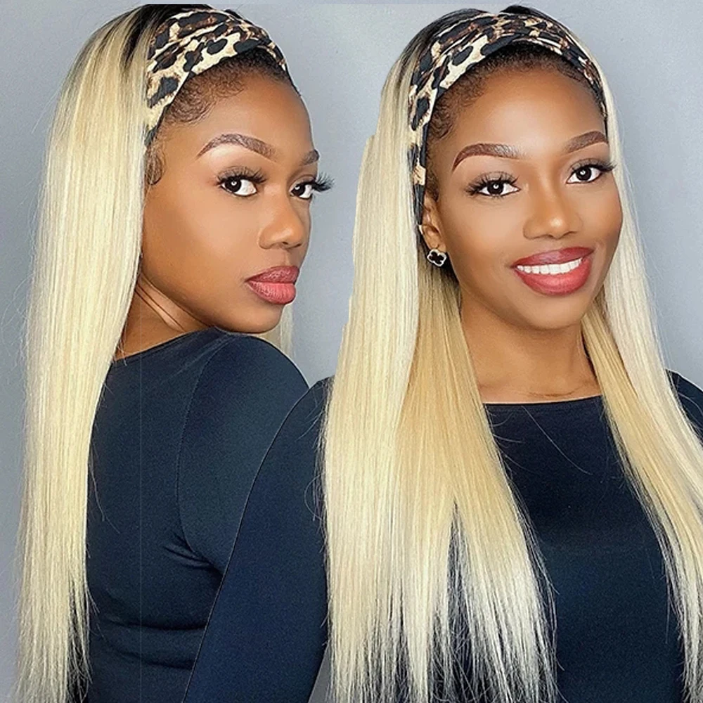 

Headband Wig 613 blonde Human Hair Wigs For Women Glueless Ombre Brazilian Remy long Straight Machine Made Wigs headband wig