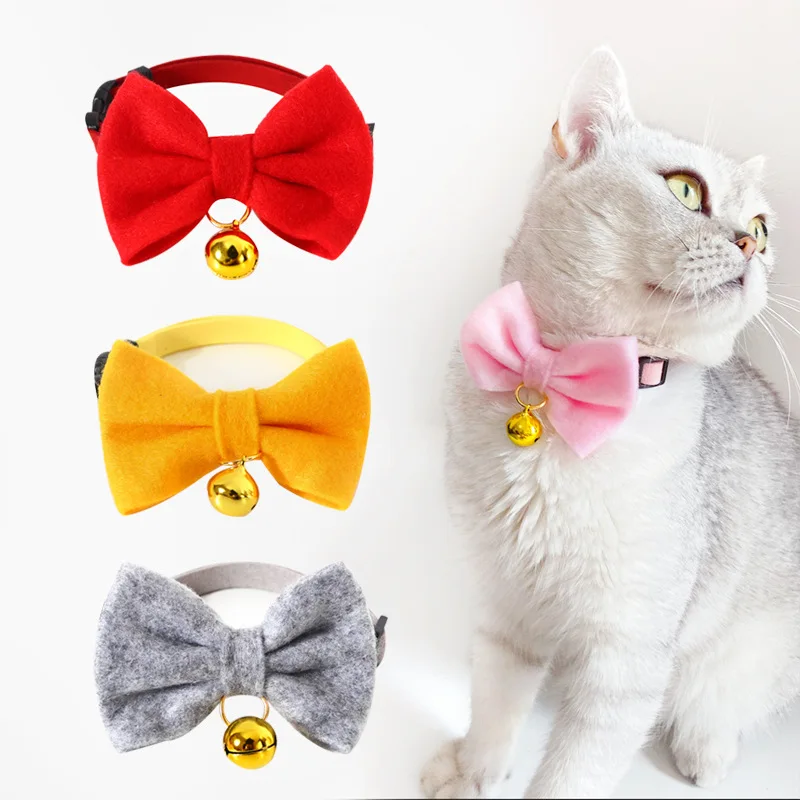 

Pet handmade bell collar adjustable cat dog rabbit bow tie accessories collares para perro for chihuahua pitbull puppy lead belt