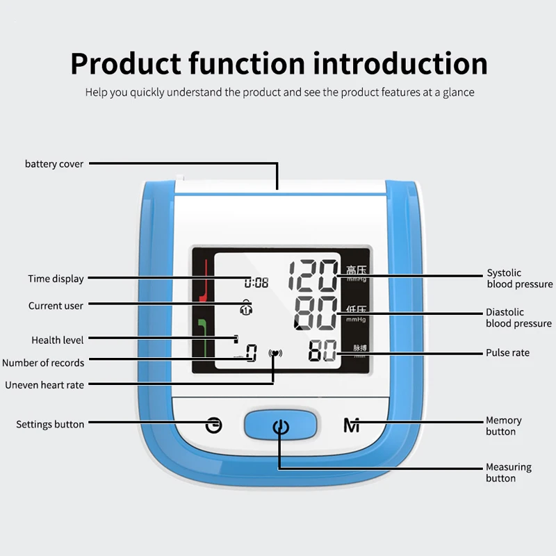 3PCS Fingertip Pulse Oxygen PR Oximeter Baby Thermometer Wrist Sphygmomanometer Blood Pressure Monitor for Family Health Tool