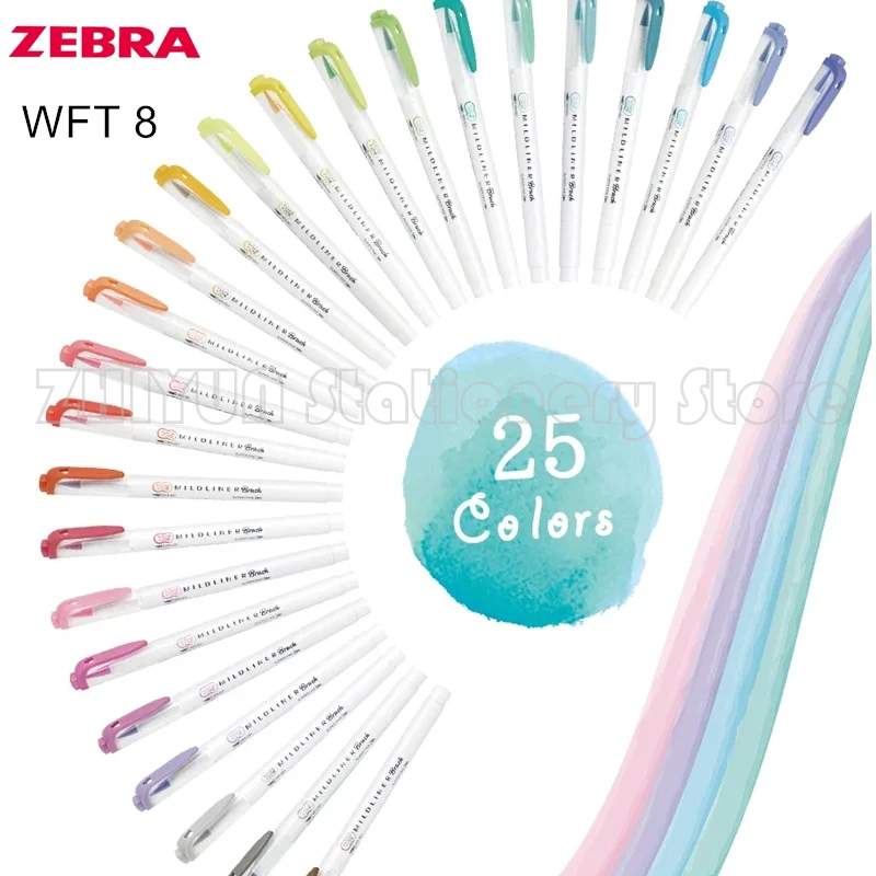 10 новых цветов Zebra WFT8 MildLiner двойной наконечник хайлайтер мягкая кисть Рисование