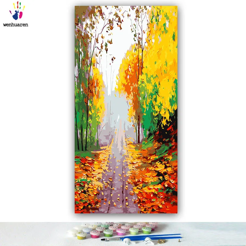 DIY картинки для раскраски по номерам с цветами большой лес пейзаж страна Картина