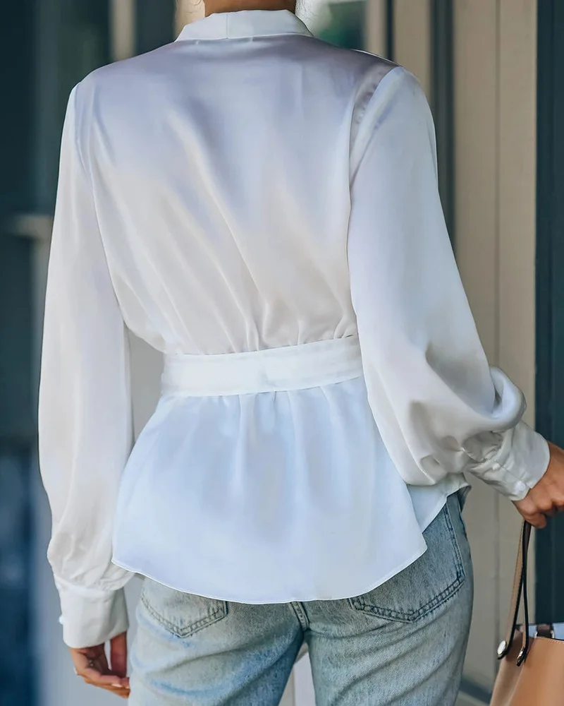 

2021 summer fashion V-neck wrapped chiffon top