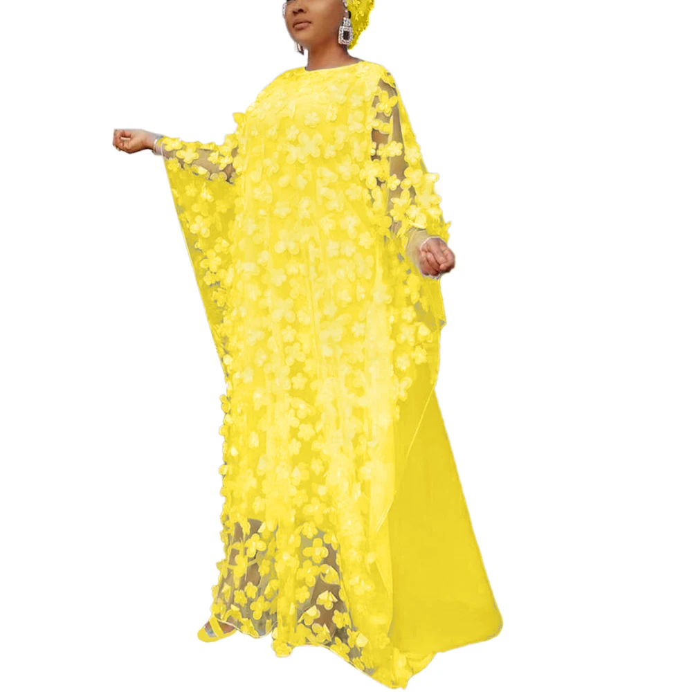 

Newest African Dresses for Women Dashiki Loose Lace Africa Dress African Clothes Bazin Embroidery Robe Abay Dubai Muslim Robe