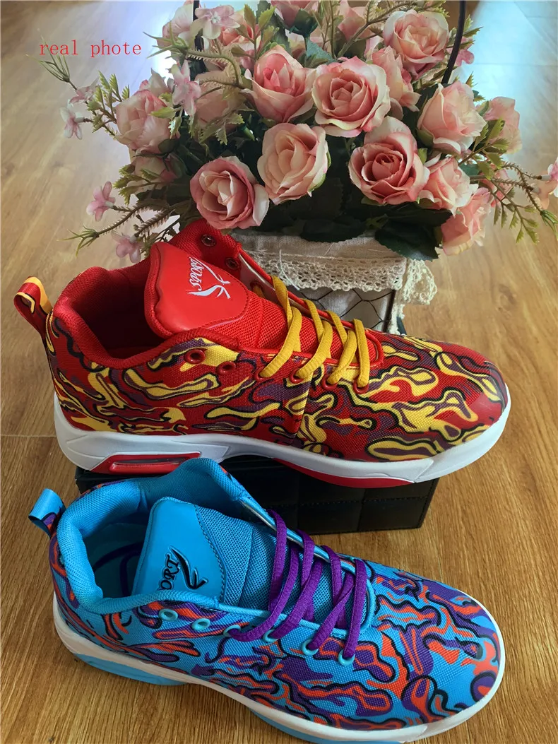 Couple shoes exclusive new unisex sneakers basketball shoes men's casual shoes colorful cloth design high elastic air cushion