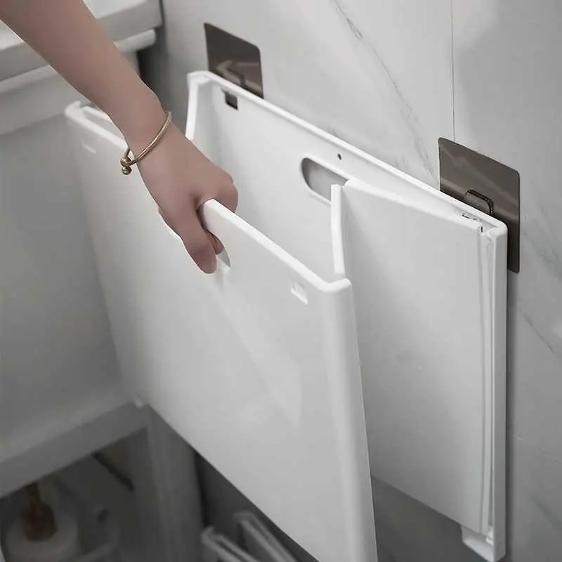 

Plastic White Storage Basket Bathroom Modern Cute Foldable Wall Hanging Storage Basket Kosze Do Przechowywania Home Life BL50SNL