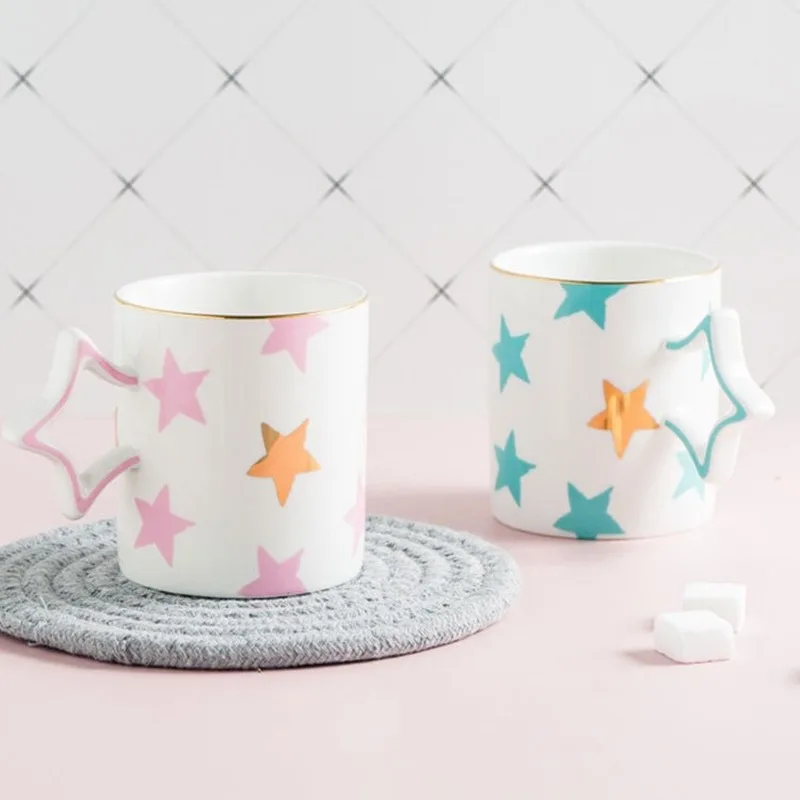 

Creative Little Stars Drawing Gold Ceramic Mug Office Home Breakfast Coffee Cup Milk Cup Couple Cup Birthday Gift