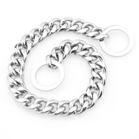tiasri dog chain belt train a dog collar silver color high polished stainless steel choker cuban style chain adjustable hot sale