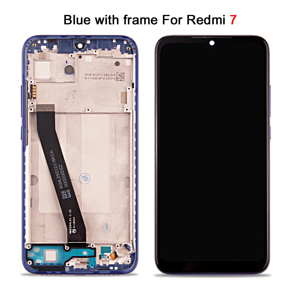 7 black withBlueFram 6,2" для Xiaomi Redmi 7 7A ЖК-дисплей кодирующий преобразователь сенсорного экрана в сборе для Redmi7 Redmi7A ЖК-дисплей Замена экрана - Цвет: 7 black withBlueFram
