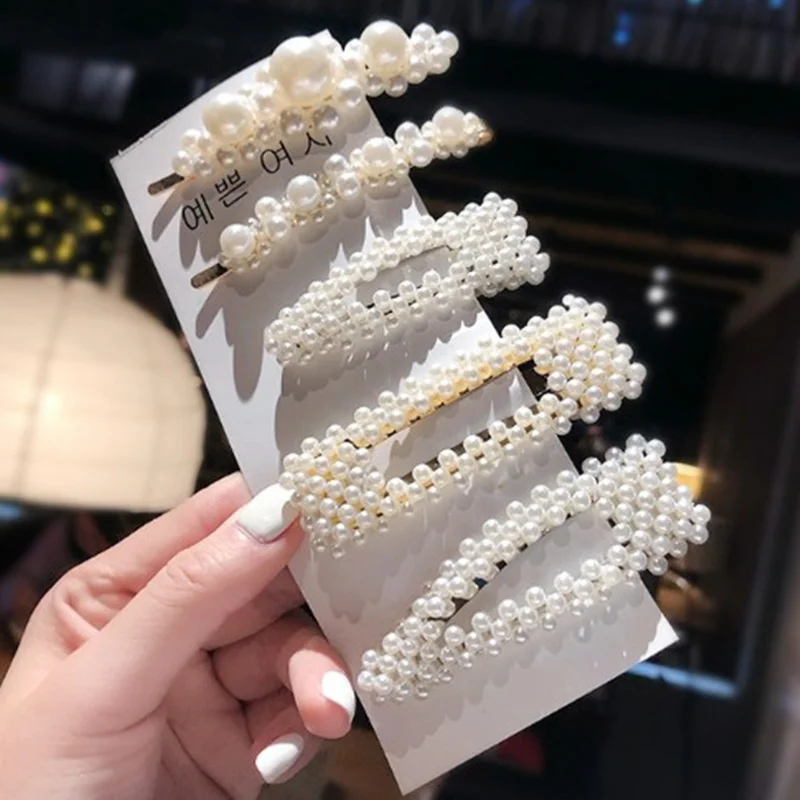 

Заколки для волос женские, с жемчугом, металлические, с цветами, 2019
