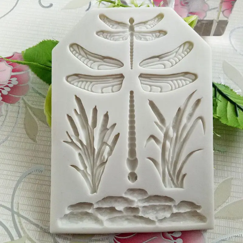 Mold Cake Mould Animal Baking Silicone Pastry Dragonfly Fondant Grass Tree Leaf mold | Дом и сад