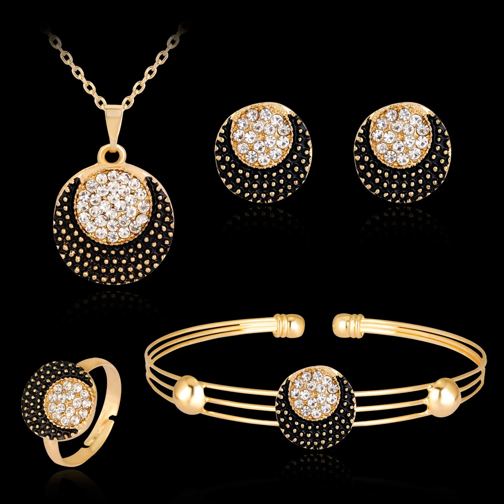 Блестящие стразы Висячие наборы масел винтажное ожерелье серьги кольцо браслет