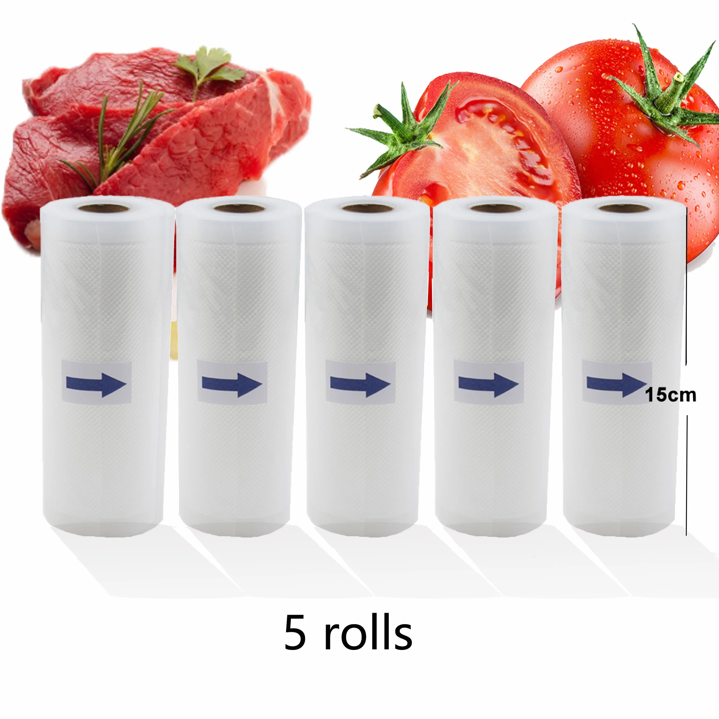 15cm BPA бесплатно 5 рулонов/лот вакуумные пакеты для хранения машина пленка упаковщик вакуумная упаковка еда свежая долгое хранение 15 см* 500 см - Цвет: 15cm