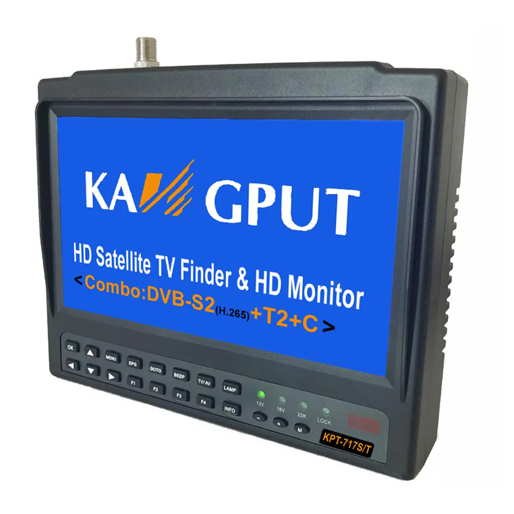 KPT-717S/T 7 дюймов ЖК-дисплей DVB-T2 DVB-S2 DVB-C Satfinder HEVC 1080P Full HD цифровой спутниковый Finder