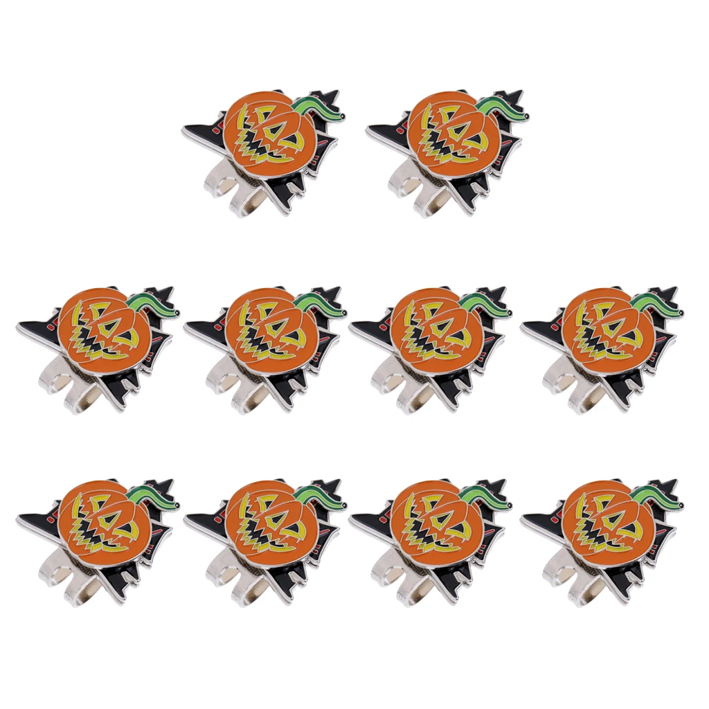 10 Pieces/Pack Halloween Pumpkin Hat Cap Clip Golf Ball Marker Gift | Спорт и развлечения