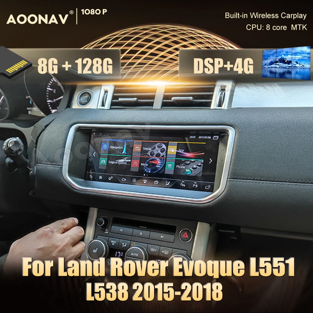 

Автомобильный радиоприемник 8 ядер 128G Android 10,0 GPS для Land Rover Evoque L551 L538 2015-2018 мультимедийный Автомагнитола carplay Google stereo