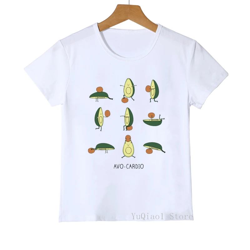

Summer 2020 harajuku kawaii Avocado print graphic Baby boys girls clothes child vegan t-shirt children’s funny Avo-cardio top