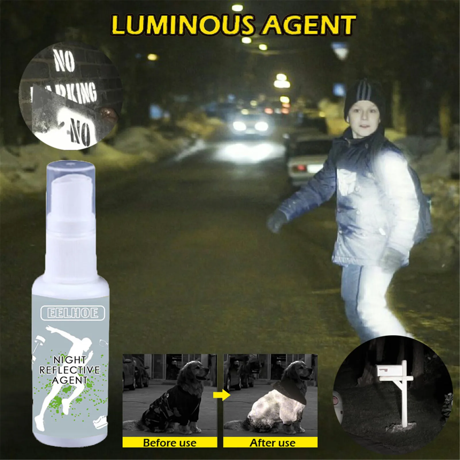 Очки флуоресцентная краска антиаварийный агент ночной светоотражающий спрей