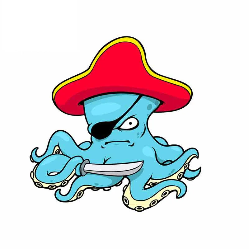 

Funny Car-Stickers and Decals Pirate Octopus with Red Hat Dagger Vinyl Window Trunk Bumper Car Fuel Tank Accessories KK13*13cm