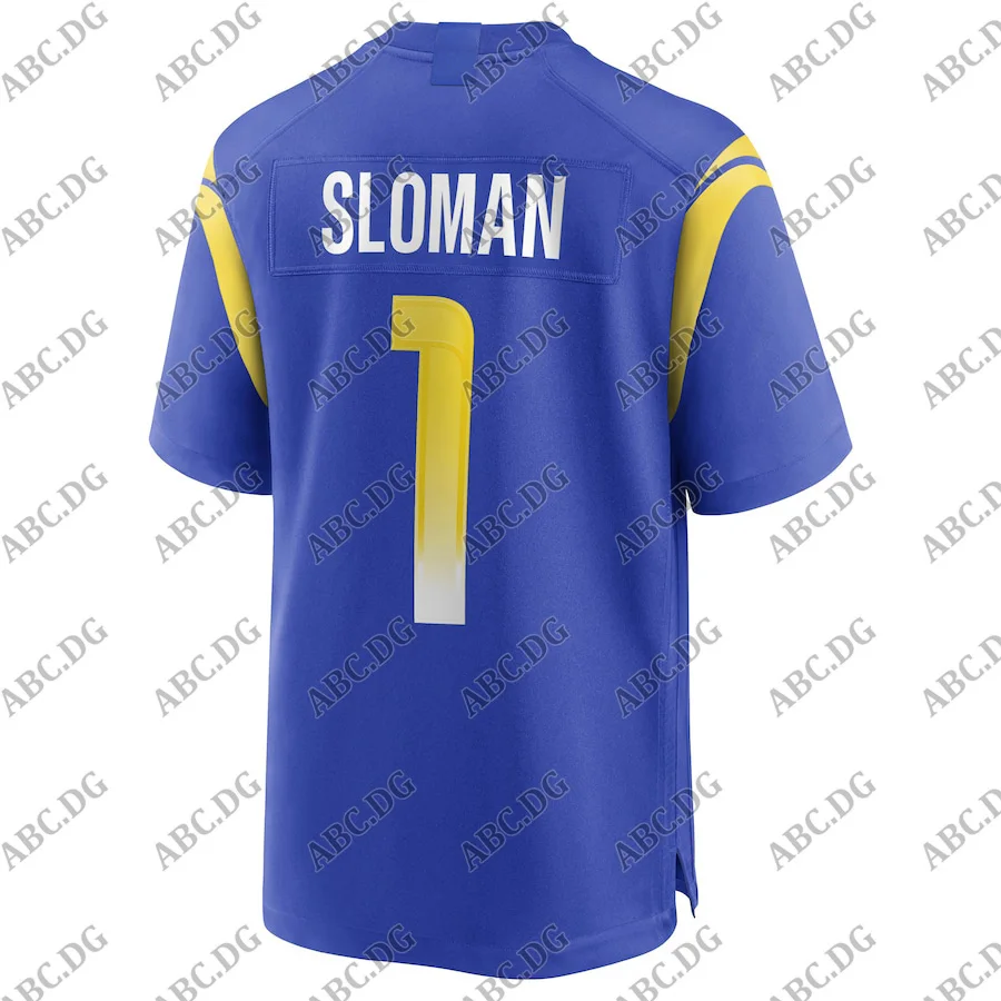 

Customized Stitch American Football Jersey Men Women Kid Youth Los Angeles Samuel Sloman Royal Game Jersey