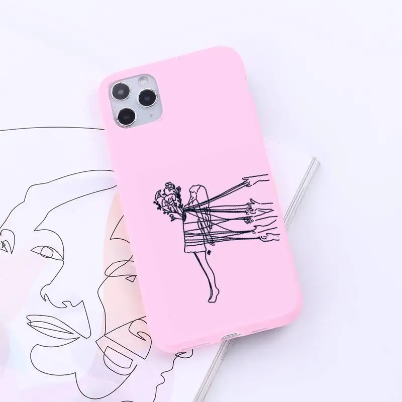 

Abstract art painting line Phone Case Candy Color for iPhone 6 7 8 11 12 s mini pro X XS XR MAX Plus