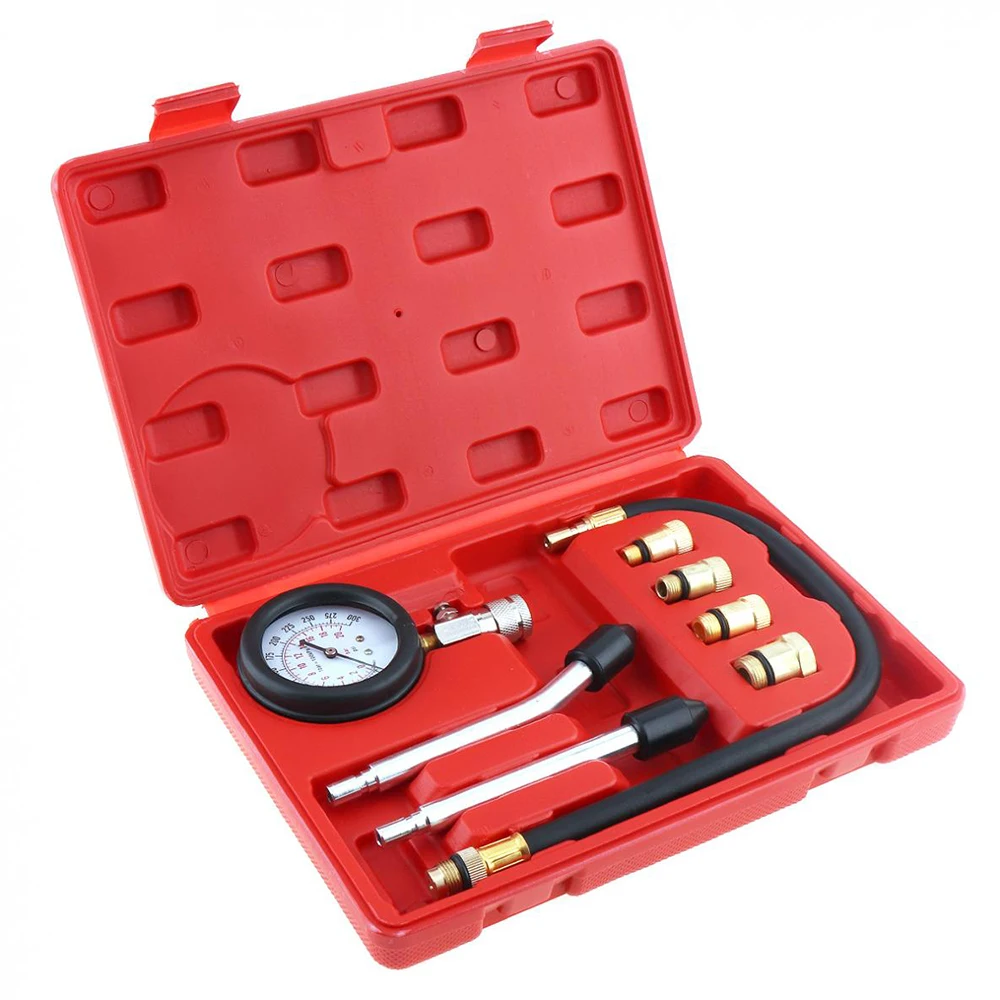 

8pcs Automobile Cylinder Pressure Gauge Petrol Engine Compression Tester Gauge Kits Cylinder Pressure Leakage Test Tool