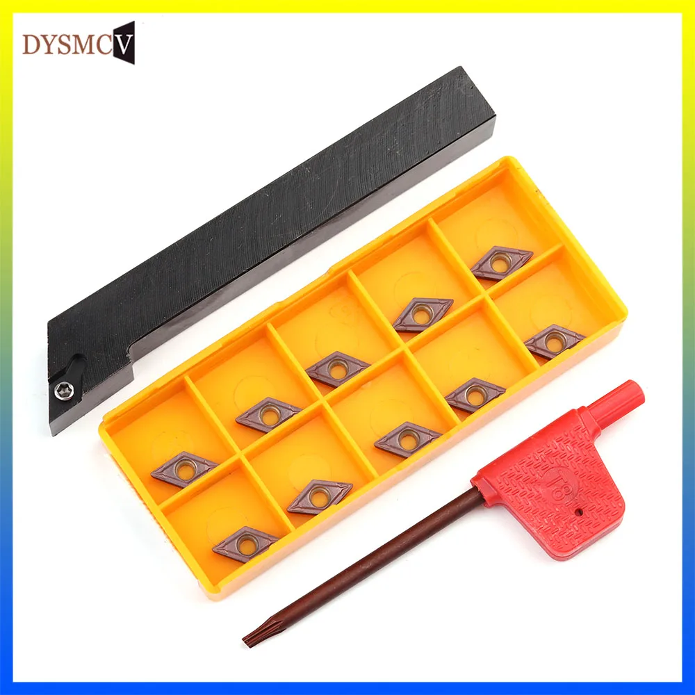 

1PC SDJCR1010H07 SDJCR1212H07 SDJCR1616H07+10PCS DCMT070204 carbide blade CNC lathe turning tool holder group turning blade