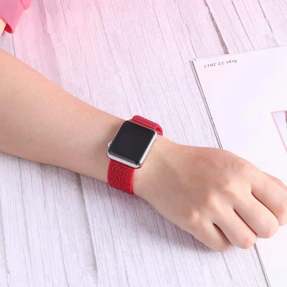 Нейлоновая Мягкая дышащая повязка для Apple Watch Series 4 3/2/1 полосы 38 мм 42 ММ сменная Спортивная петля для iwatch 4 3 2 1 40 мм 44 мм
