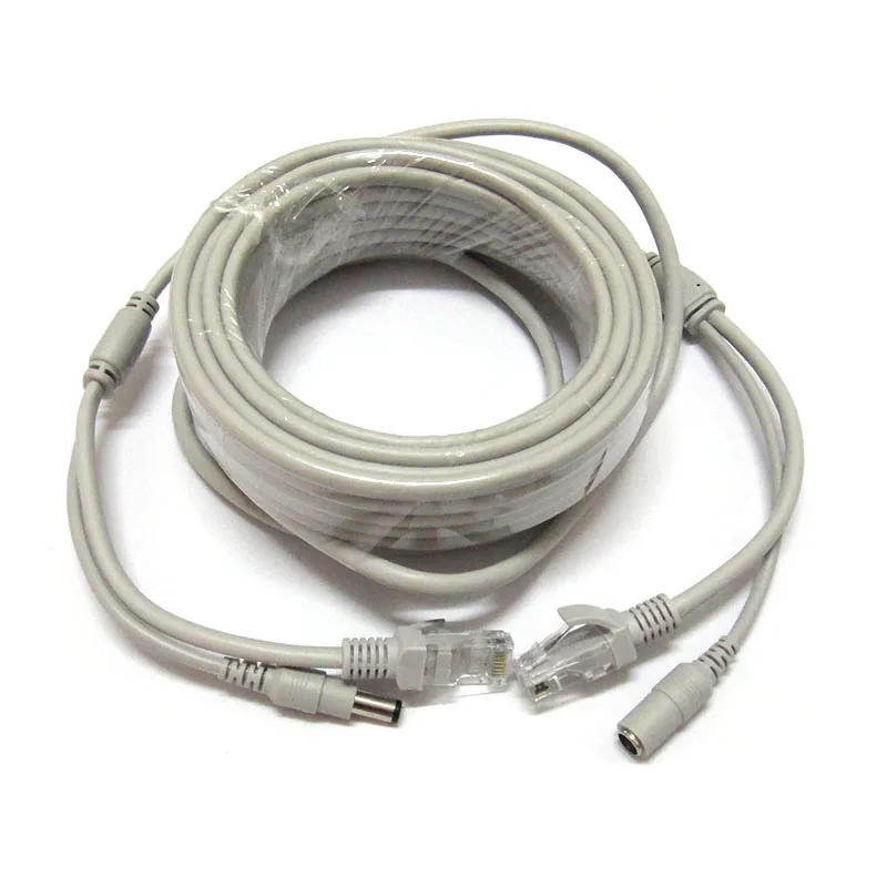 15 м 50 футов Ethernet кабель RJ45 + 12 В DC мощность CAT5/5e Расширение CCTV сетевой Lan для ip