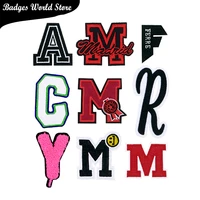 fashion letters m r a y f smile words chenille icon embroidery applique patches for clothing diy iron on badges on the backpack