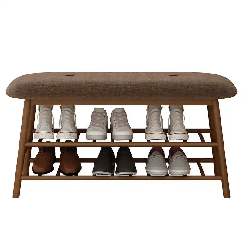 

Household solid wood storage sofa stool can sit multi-functional shoes cabinet bench with different sizes two layers