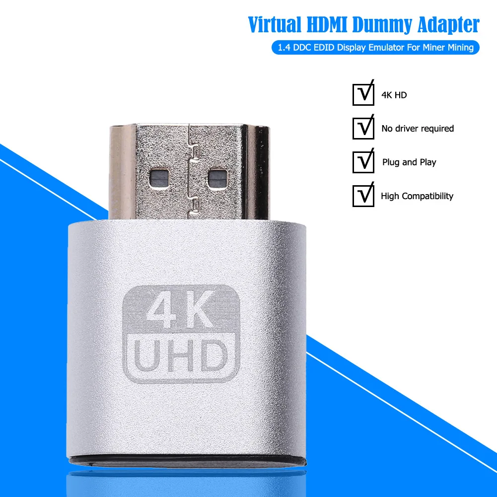 DDC EDID заглушка 4K HDMI совместимых с Безголовый призрак эмулятор отображения