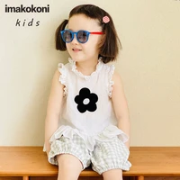 imakokoni original hand made white flower vest sleeveless 2021 female summer childrens clothing jacket thin section 21584