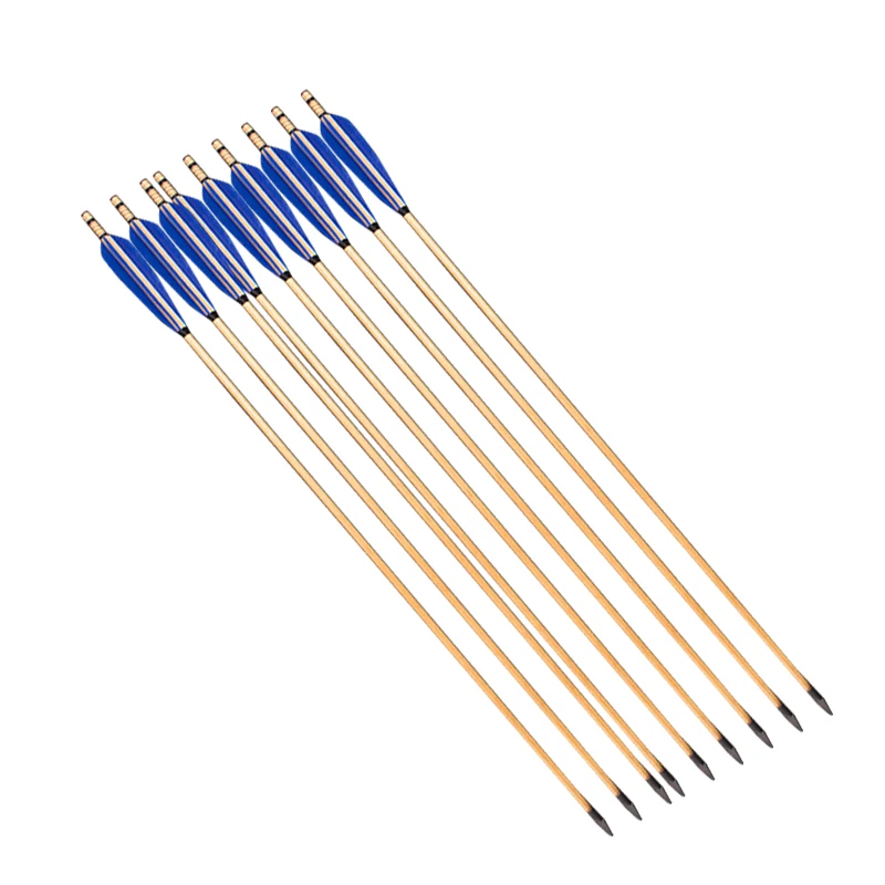 

6pcs 32 Inch Turkeys Feather Natural Broadheads Arrows Wooden Arrows for Recurve Bow and Arrow Archery Hunting Shooting