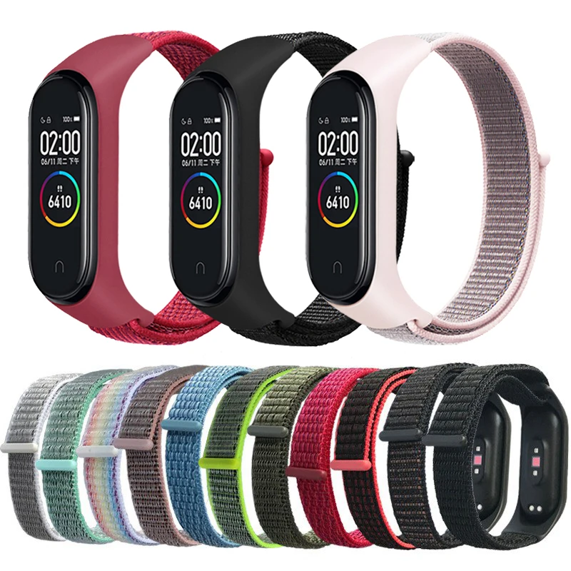 Нейлоновый ремешок на липучке для Xiaomi Mi Band 4 браслет умные часы сменный 3 mi band