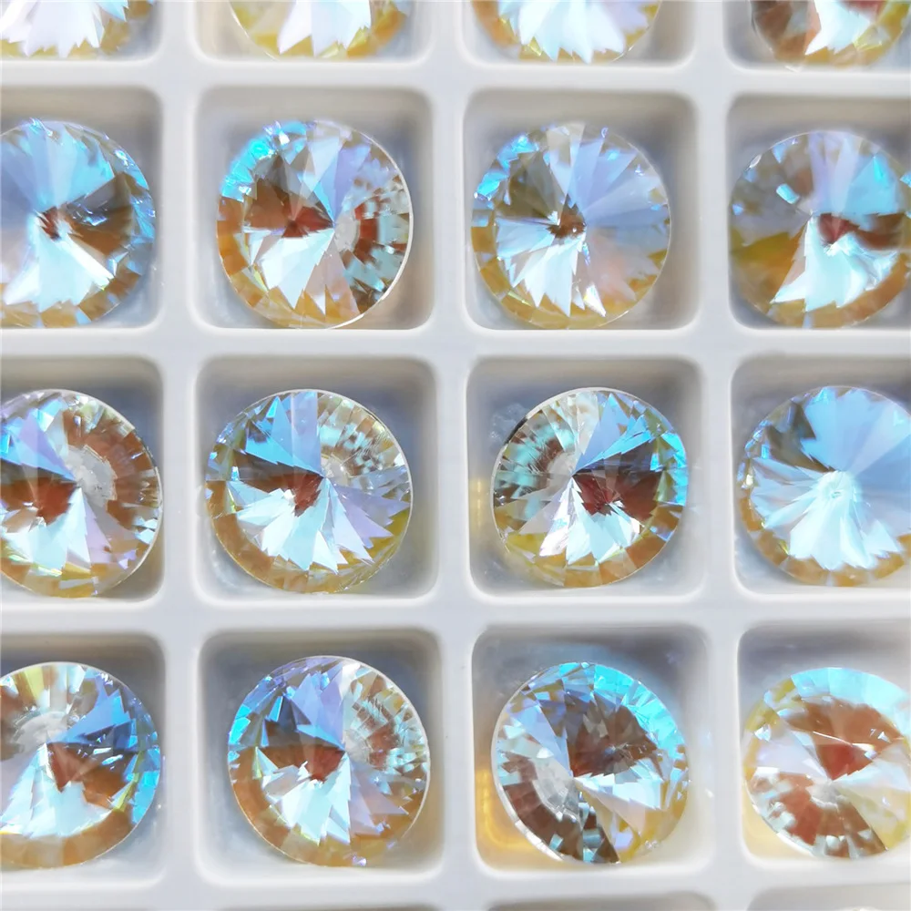 Кристалл риволи прозрачный AB k9 стеклянная с украшением в виде кристаллов Стразы